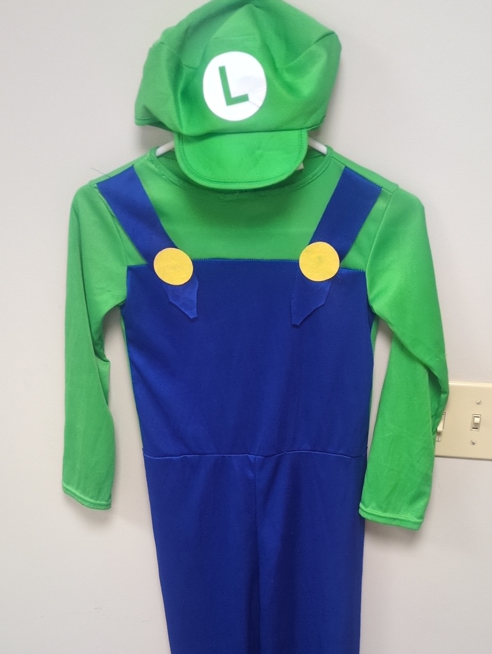Green and Blue Luigi-Style Kids Costume - Unbranded